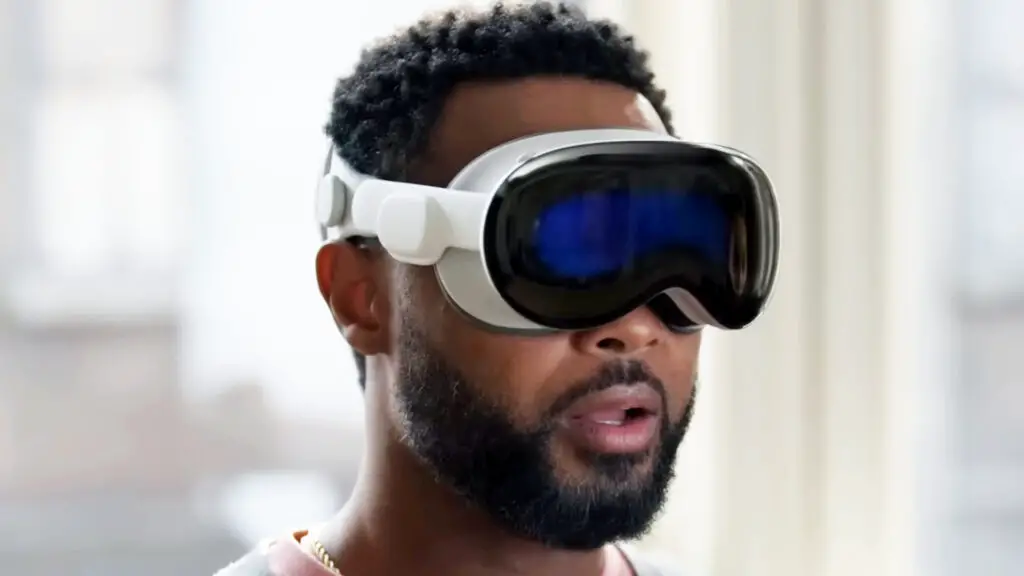 A user experiencing the Apple Vision Pro VR headset