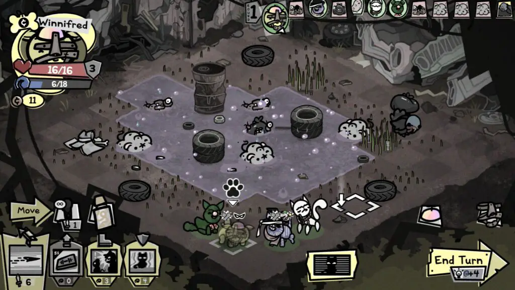 A battle against mutant rats in Mewgenics.