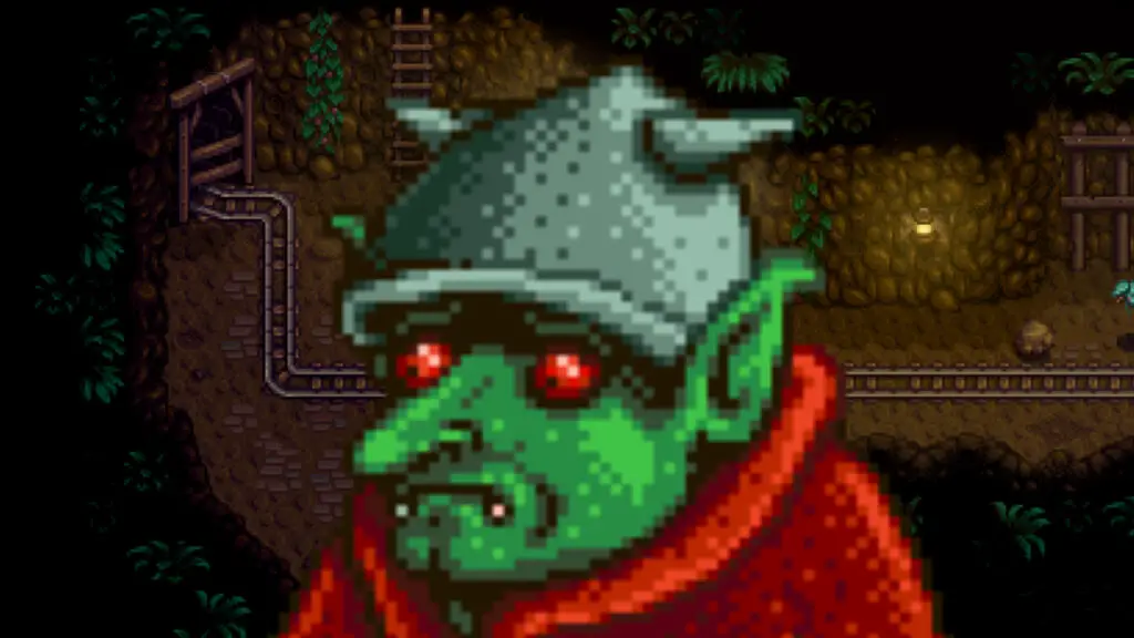A frowning goblin portrait from Stardew Valley early development.