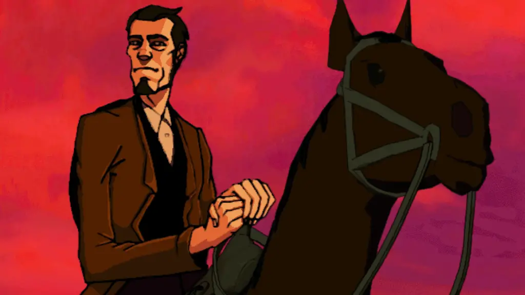 A screenshot from Outlaws showing a man on a horse