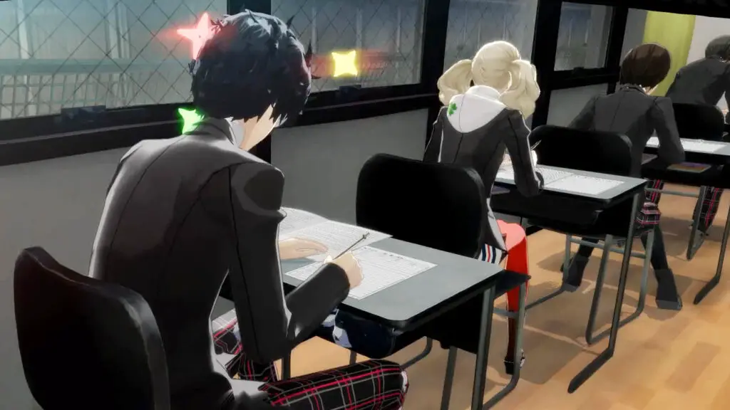 Students in a classroom environment focused on a standardized test