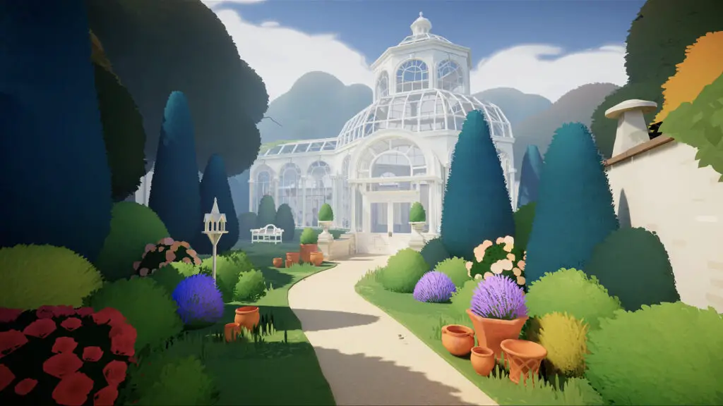 Botany Manor gameplay screenshot showing a Victorian garden
