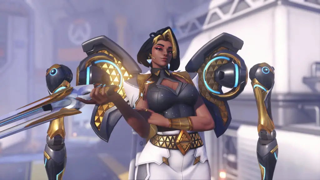 Overwatch tier list: Domina posing calmly with her pistol.