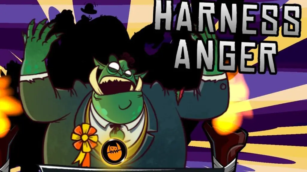 An orc politician using a harness anger power