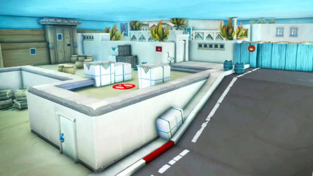 A screenshot of the Counter-Strike Dust 2 map made with World of Warcraft's player housing tools.