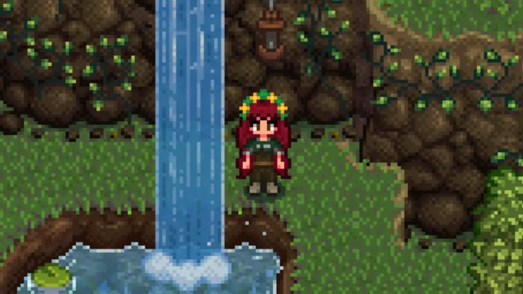 Stardew Valley modded character with a flowy cloak and flower crown