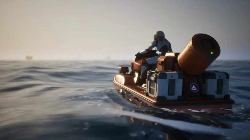 Robot on a jet ski in The Last Caretaker