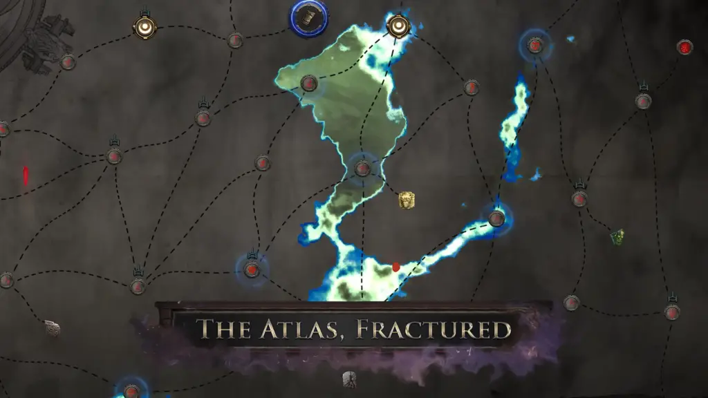 The newly fractured Atlas map interface in Path of Exile.