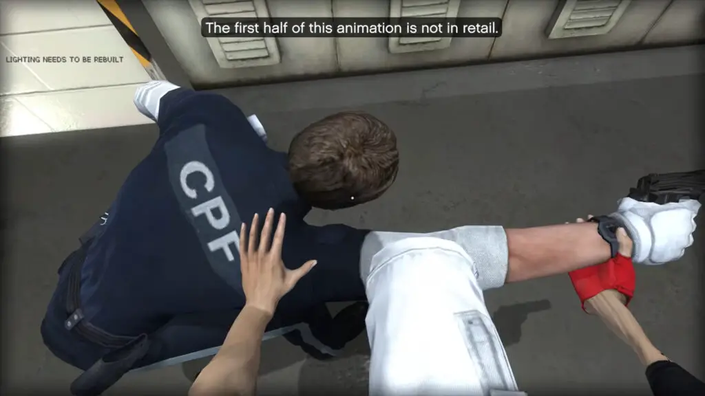 Faith using a leg-takedown on an enemy.