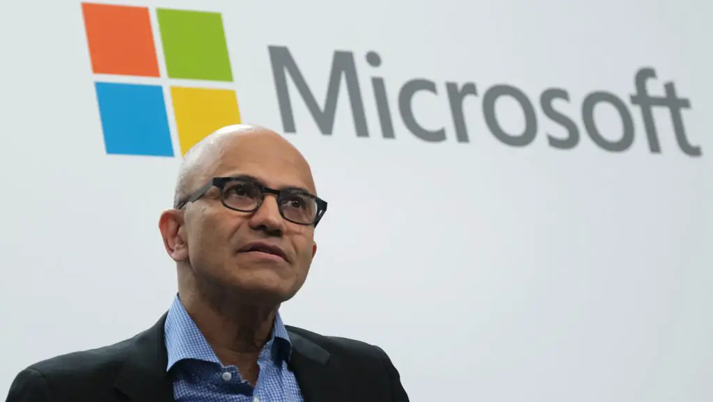 Microsoft CEO Satya Nadella speaking on AI innovation