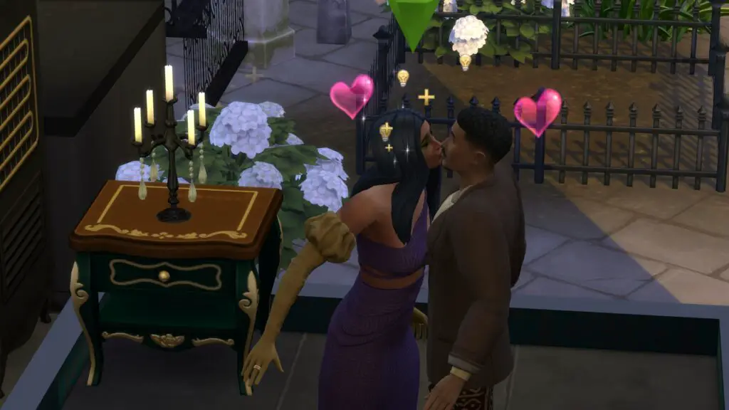 Sims interacting in a secret room
