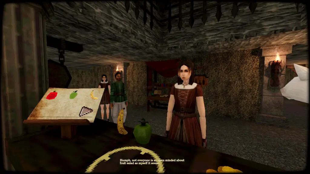 Dungeon Bodega Simulator - An adventurer waits for fruit from a dungeon merchant