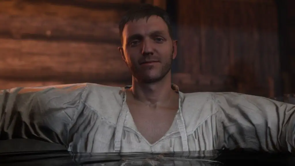 Henry of Skalitz relaxing in Kingdom Come: Deliverance