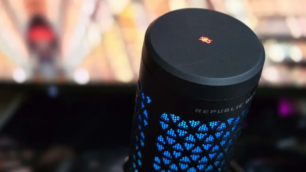 Asus ROG Carnyx microphone used for professional broadcasting