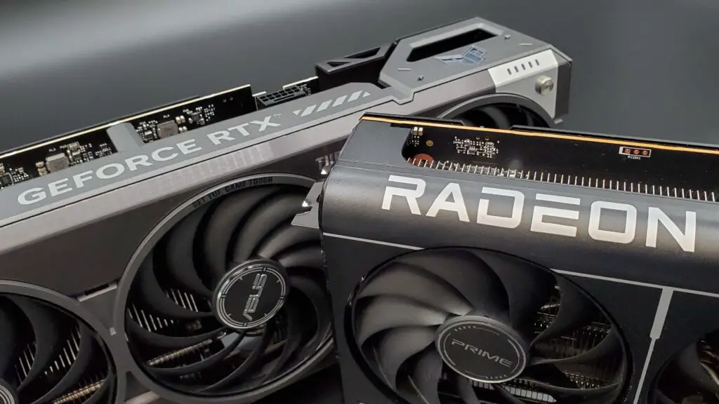 AMD RX 9070 XT and Nvidia RTX 5070 Ti graphics cards from Asus