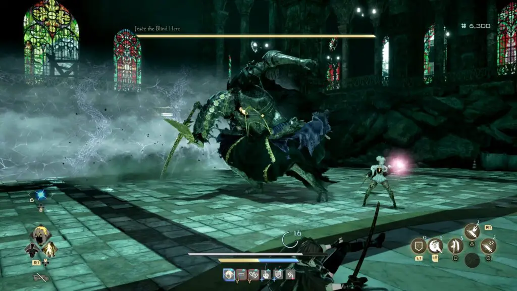 Code Vein 2 Josee: The player avoids as Josee attacks by charging forwards.