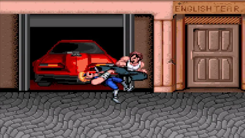 Billy gets kung fu kicked in Double Dragon.