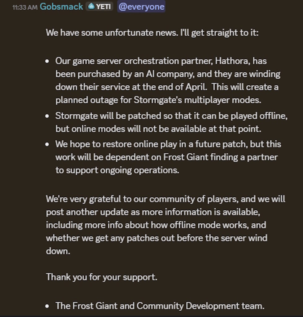 Frost Giant Studios Discord Announcement