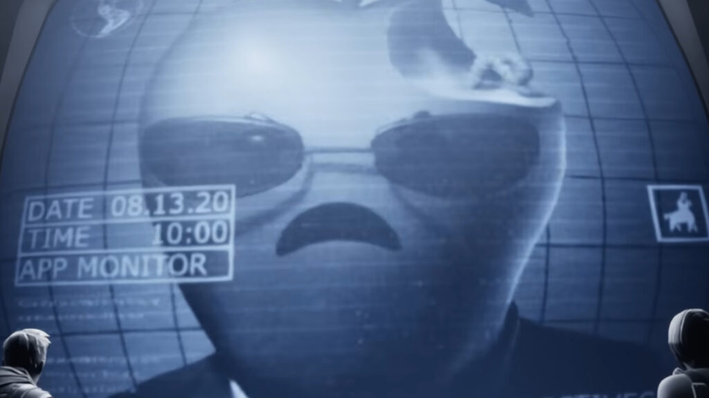 Fortnite parodying Apple's 1984 advert.