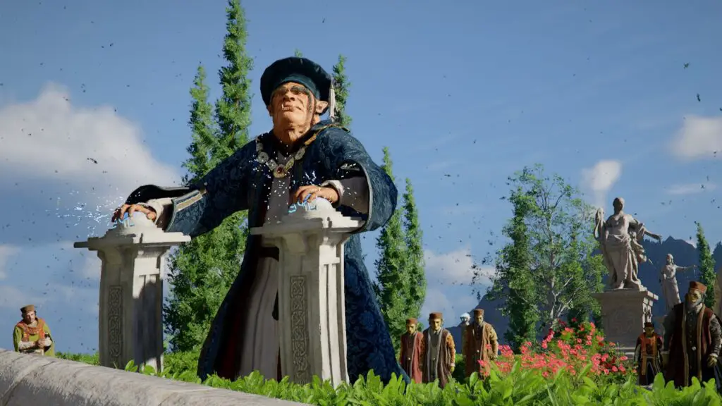 Octavius standing near the experimental apparatus in Crimson Desert