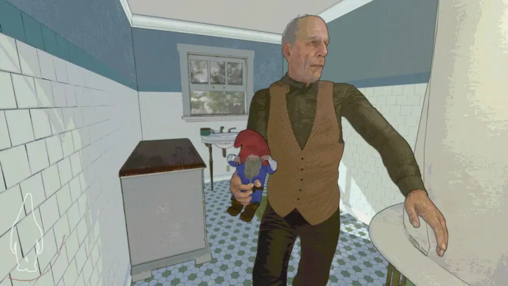 A gnome preparing to bowl