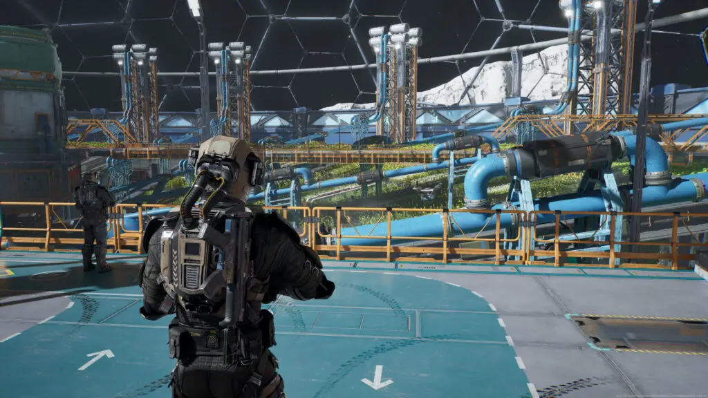 Exploring a space station in The Expanse: Osiris Reborn.