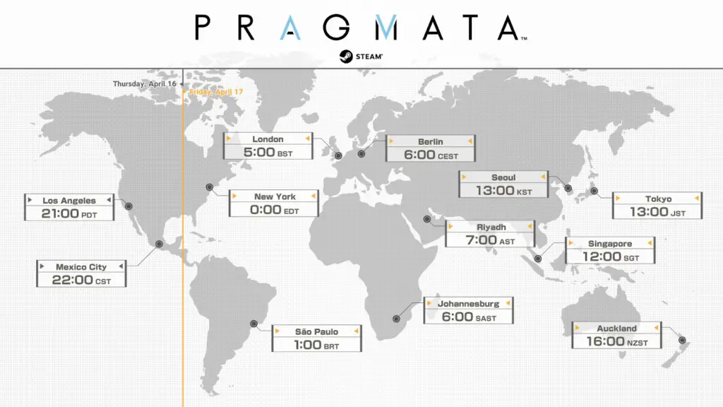 Global release time map for Pragmata.