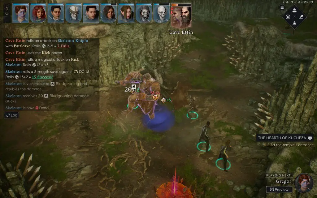 A tactical battle involving a two-headed giant