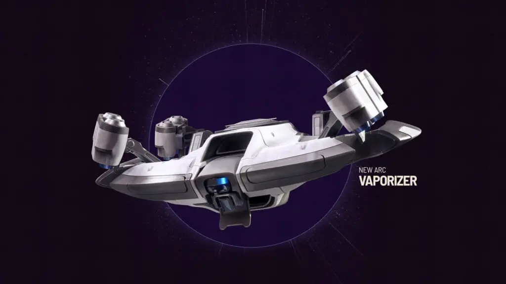Arc Raiders Vaporizer Regulators: The new Vaporizer enemy, an aerial machine, against a dark purple background.