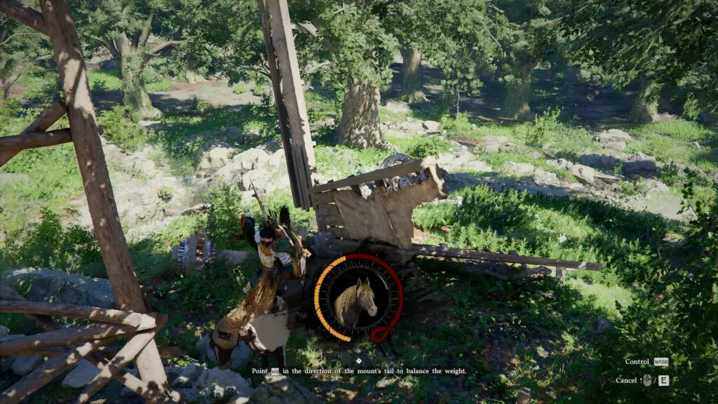 Player attempting to tame a wild horse in Crimson Desert