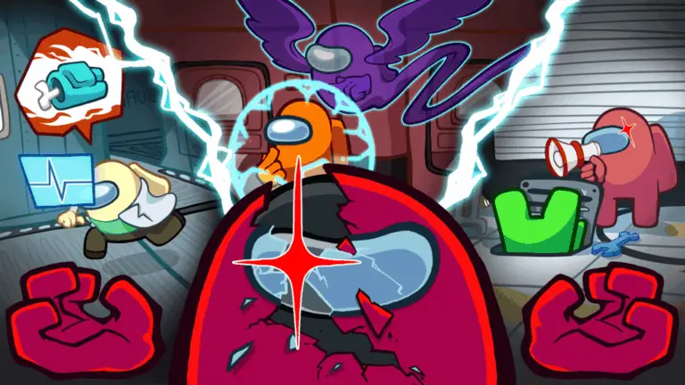 Art for the new Among Us role system, showing a crewmate's exploded head.