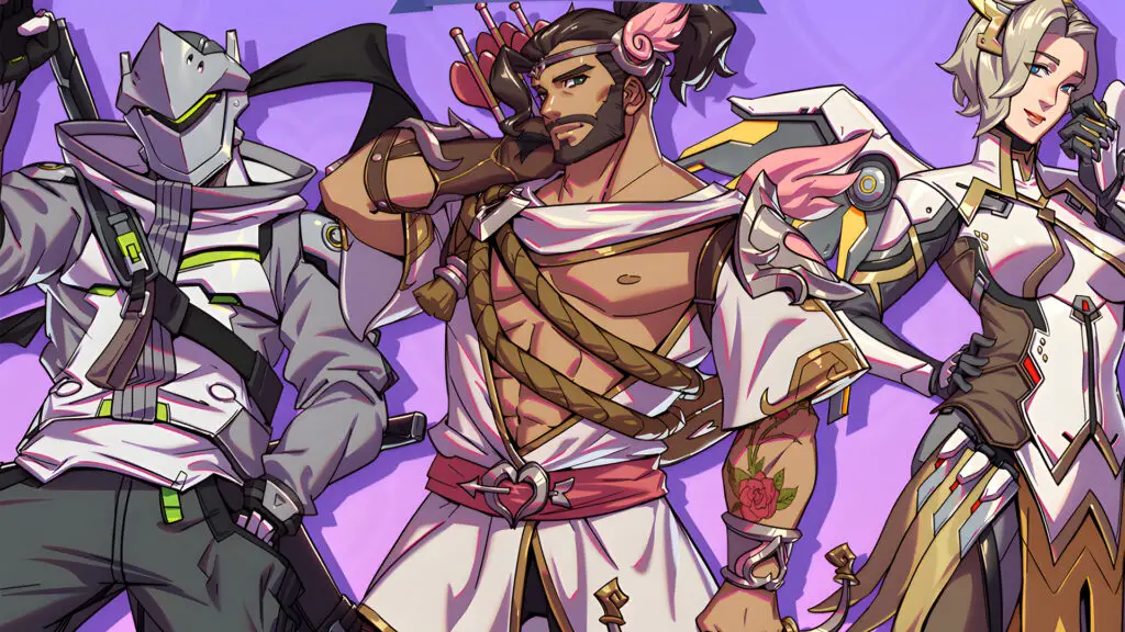 Overwatch dating sim featuring Genji, Cupid Hanzo, and Mercy