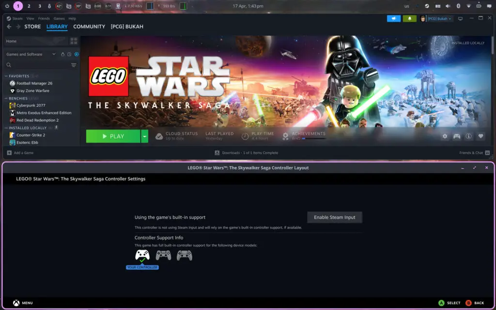 Lego Star Wars on Steam via PopOS Linux
