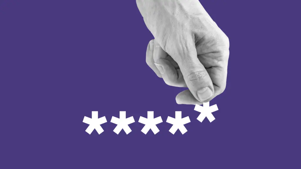 A stock illustration showing a human hand holding an asterisk from an encrypted password.