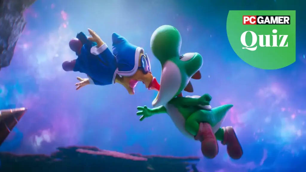 Yoshi eating an enemy in The Super Mario Galaxy Movie.