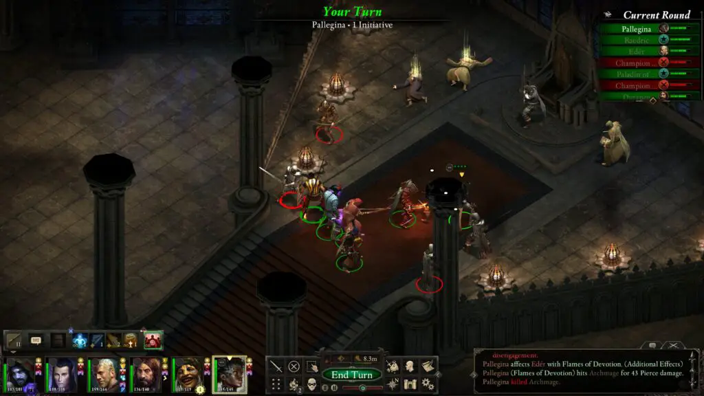 Pillars of Eternity Turn-Based Combat Interface