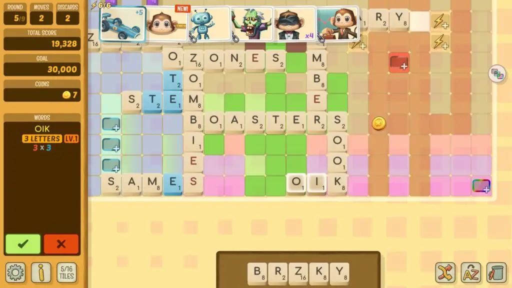 Final scoring screen in a Beyond Words boss round.