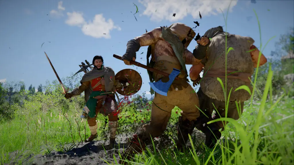 Kliff battling bandits in Crimson Desert to obtain Copper Pouches