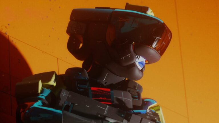 A high-tech combat sequence from Bungie's Marathon reboot showcasing the competitive extraction atmosphere.