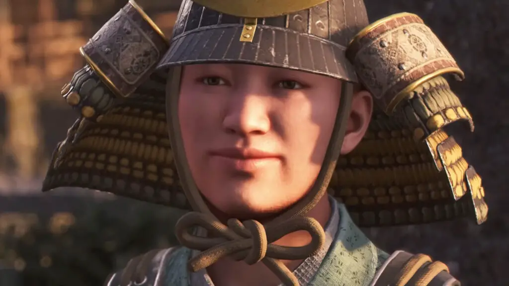 Assassin's Creed Shadows character Hori Hidemasa in samurai armor.