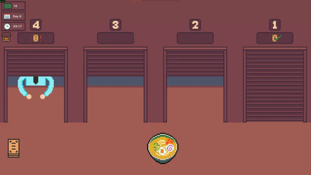 Midnight Ramen Shop showing a bowl of ramen being handed to a customer