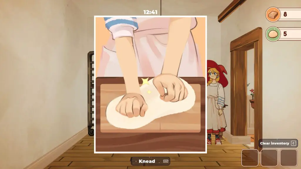 Lunne serving customers in the bakery