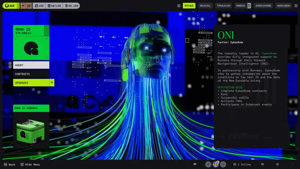 A high-tech runner standing on a ledge in Marathon