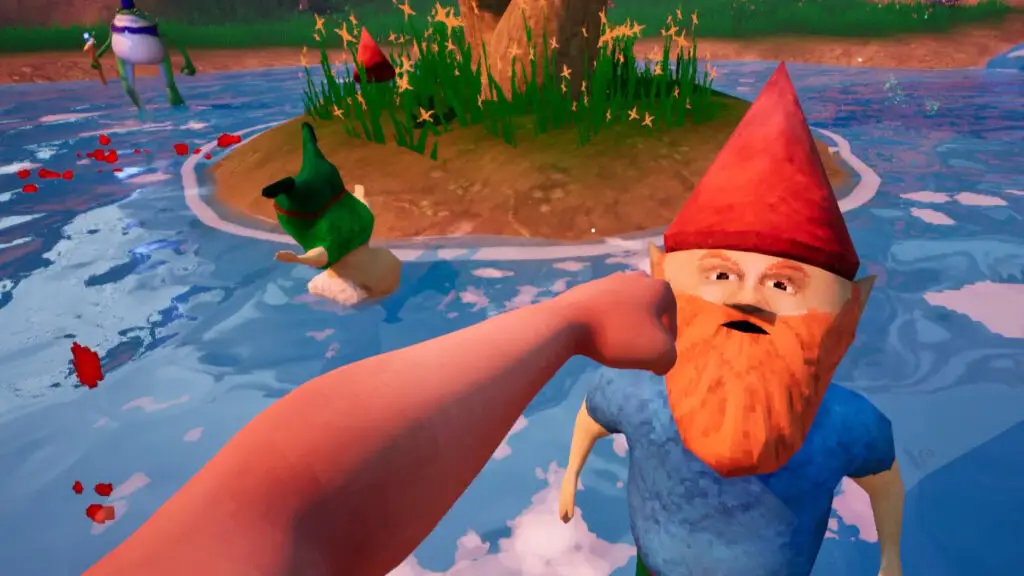 A player character punching a gnome in Fight-Quest