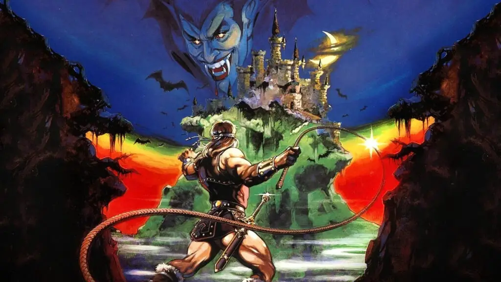 Key art for the original Castlevania series featuring a Belmont.