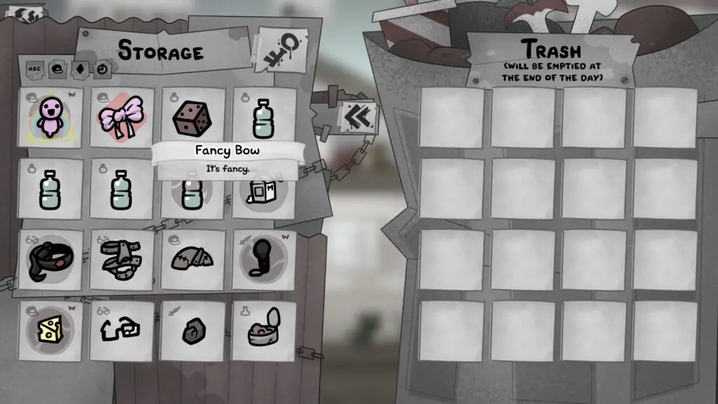 Mewgenics Fancy Bow: The Fancy Bow item viewed in the player's inventory.