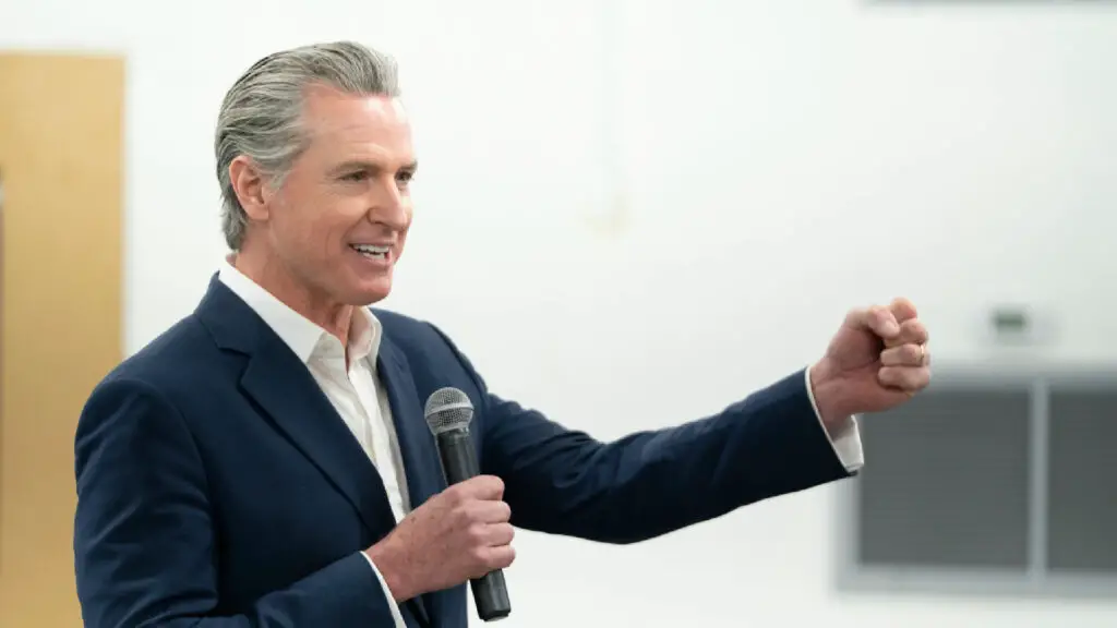 California Gov. Gavin Newsom speaking at a public event
