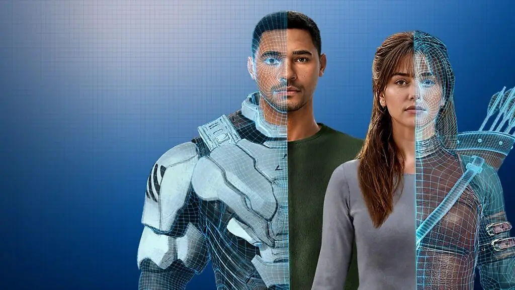 Two humans overlaid with sci-fi scanning graphics.