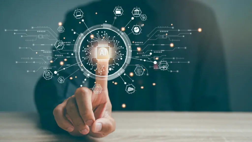 Conceptual image of AI technology interaction