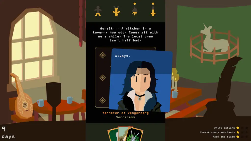 Reigns: The Witcher Gameplay Swipe
